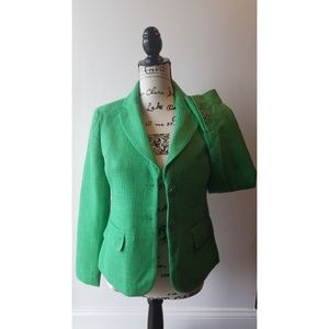 Crochet/Woven Print Blazer - Green